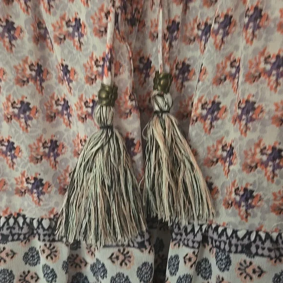 Boho Floral Print, Festival Bouse, Fairy, Semi Sheer, Whimsigoth, Angel sleeves - Picture 5 of 14